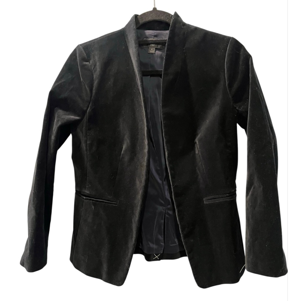 J. Crew 365 Going Out Broadway Velvet Blazer Women's Size 2 Navy Blue Work